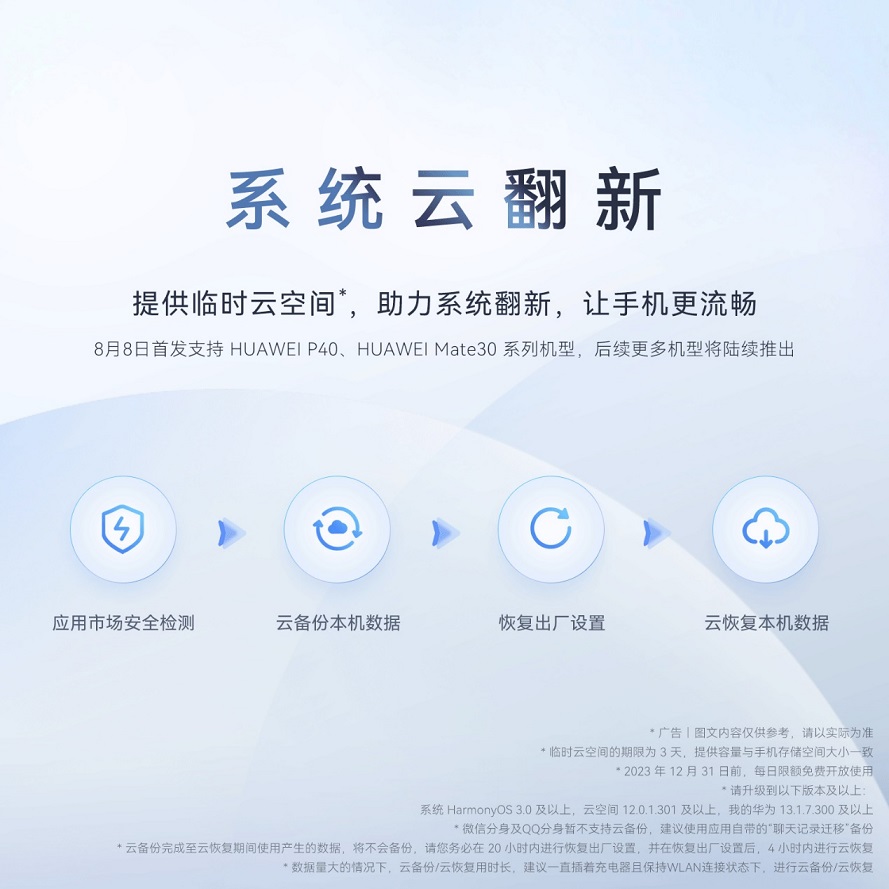 华为系统云翻新功能正式上线，p40和mate30率先体验